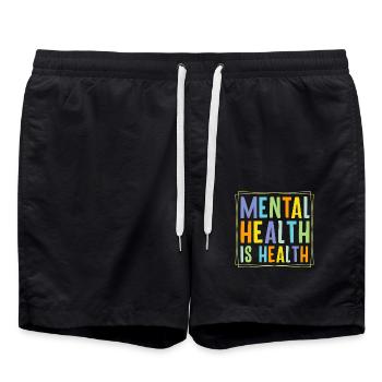 Mental Health is Health - Swim Trunks - black - Front - AI Model Male 185 light (185cm)