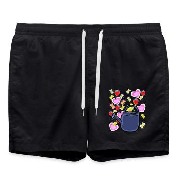 Jardinier arrosoir Rétro Fraises Fruit Fruit - Short de bain - noir - Devant - AI Model Male 185 light (185cm)