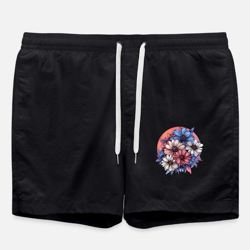 Farbenfroher Blumenstrauß - Badeshorts - Schwarz