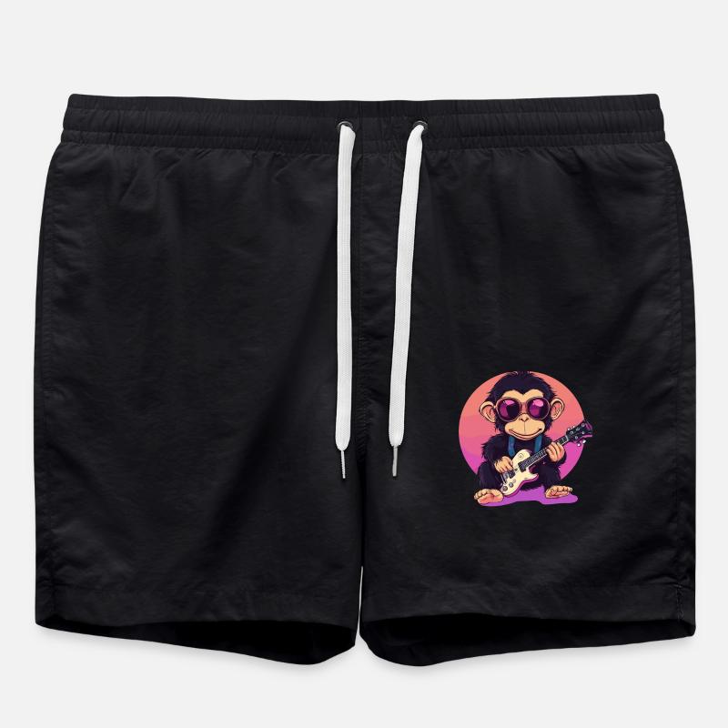 Guitar Monkey Style - Swim Trunks - black