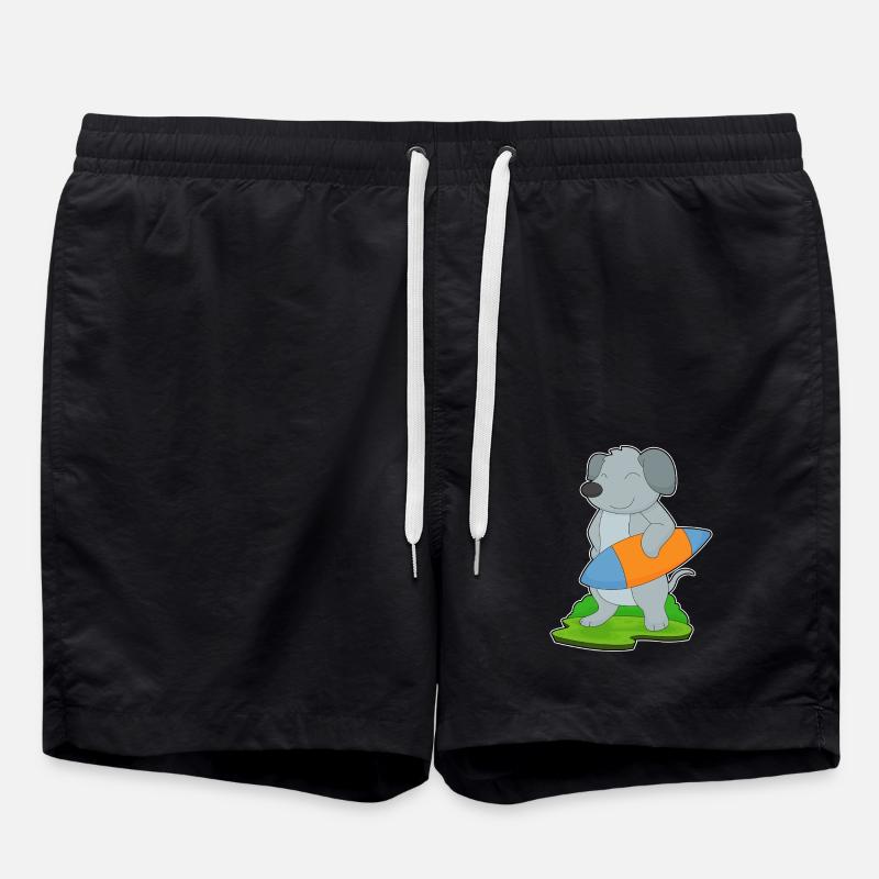 Dog Surfer Surfboard - Swim Trunks - black