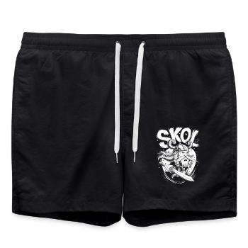 Skol Wikinger Krieger mit Schwert und Helm in - Badeshorts - Schwarz - Vorne - AI Model Male 185 light (185cm)