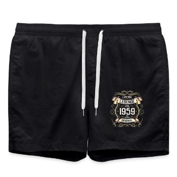 66. Geburtstag Legende April Jahrgang 1959 - Badeshorts - Schwarz - Vorne - AI Model Male 185 light (185cm)