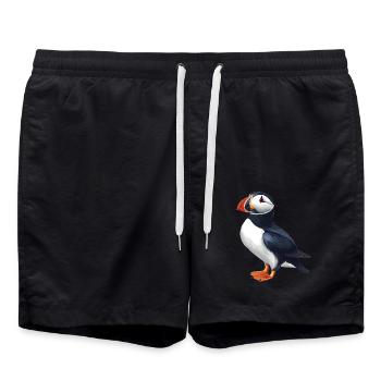 Papageientaucher - Badeshorts - Schwarz - Vorne - AI Model Male 185 light (185cm)