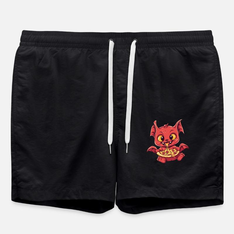 Devil with pizza - Swim Trunks - black