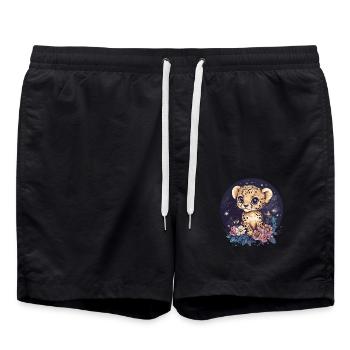 Baby cheetah under the stars - Swim Trunks - black - Front - AI Model Male 185 light (185cm)