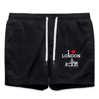 I Love London Golden Gate Heart Flag Cool England - Swim Trunks - black - Front - AI Model Male 185 light (185cm)