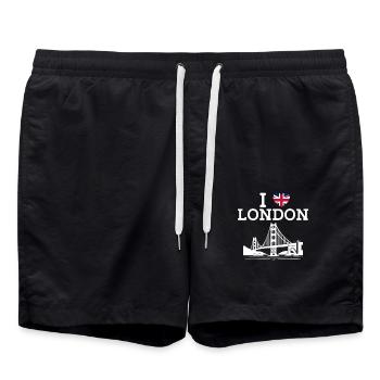 J’aime Londres Golden Gate Cool Angleterre Coeur Drapeau - Short de bain - noir - Devant - AI Model Male 185 light (185cm)