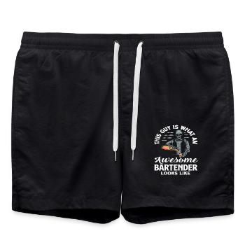 So Sieht Ein Toller Barkeeper Aus - Badeshorts - Schwarz - Vorne - AI Model Male 185 light (185cm)