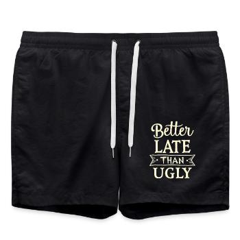 Mieux vaut tard que laide citation de Lustiger Spruch - Short de bain - noir - Devant - AI Model Male 185 light (185cm)