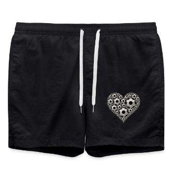 Fußball Herz Fußballteam Liebe Fußball - Badeshorts - Schwarz - Vorne - AI Model Male 185 light (185cm)
