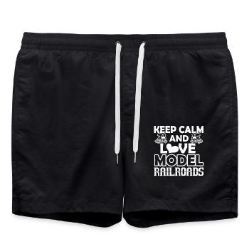 Model Railroad Love Model Railroads - Swim Trunks - black - Front - AI Model Male 185 light (185cm)