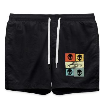 Alien Ovni Rétro Vintage - Short de bain - noir - Devant - AI Model Male 185 light (185cm)