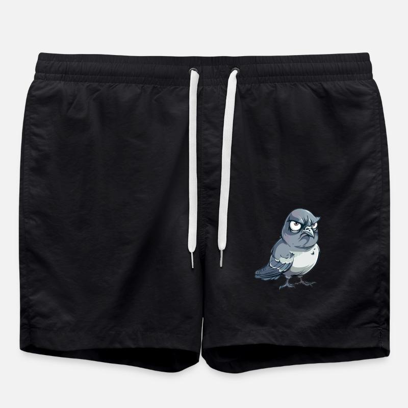 Grumpy Dove Comic Style - Swim Trunks - black