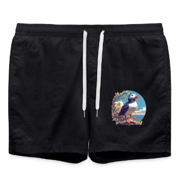 Papageientaucher - Badeshorts - Schwarz - Vorne - AI Model Male 185 light (185cm)
