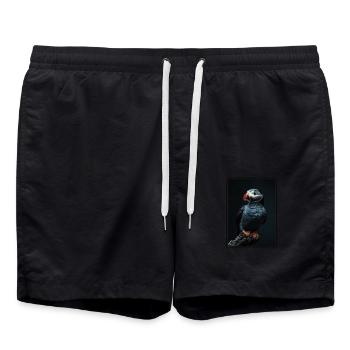 Papageientaucher - Badeshorts - Schwarz - Vorne - AI Model Male 185 light (185cm)