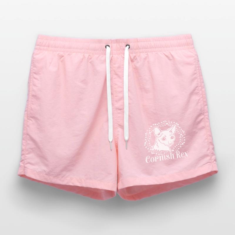 Cornish rex cat Floral Pattern Swim Trunks