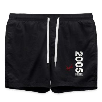 20th Birthday Gift Husband Vintage April 2005 - Swim Trunks - black - Front - AI Model Male 185 light (185cm)
