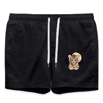 Bébé tigre à la pleine lune - Short de bain - noir - Devant - AI Model Male 185 light (185cm)
