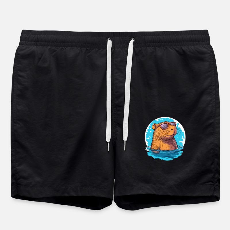 Capybara with sunglasses - Swim Trunks - black