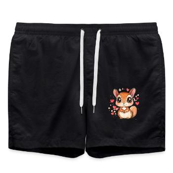 Liebes Eichhörnchen - Badeshorts - Schwarz - Vorne - AI Model Male 185 light (185cm)