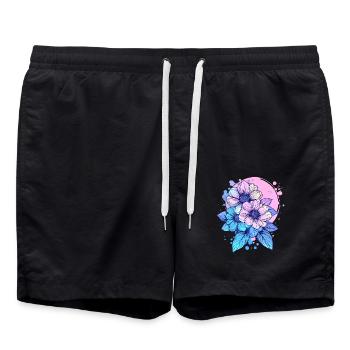 Éclaboussure de fleurs au néon - Short de bain - noir - Devant - AI Model Male 185 light (185cm)