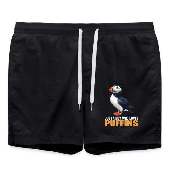 Papageientaucher - Badeshorts - Schwarz - Vorne - AI Model Male 185 light (185cm)