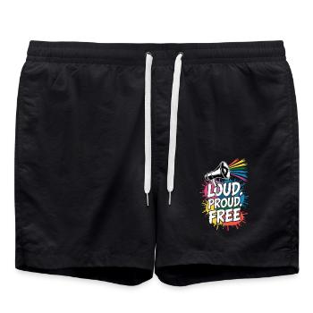 Fort, fier, gratuit Megafon Rainbow - Short de bain - noir - Devant - AI Model Male 185 light (185cm)