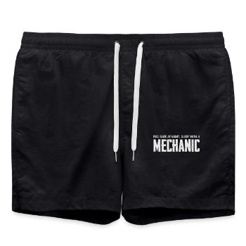 Fühl Dich Sicher Mit Einem Mechaniker - Badeshorts - Schwarz - Vorne - AI Model Male 185 light (185cm)