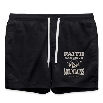 Faith Can Move Mountains Christian God Jesus Bible - Swim Trunks - black - Front - AI Model Male 185 light (185cm)