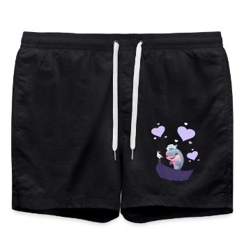Dolphin Boat Fish Fish Kids Child - Swim Trunks - black - Front - AI Model Male 185 light (185cm)