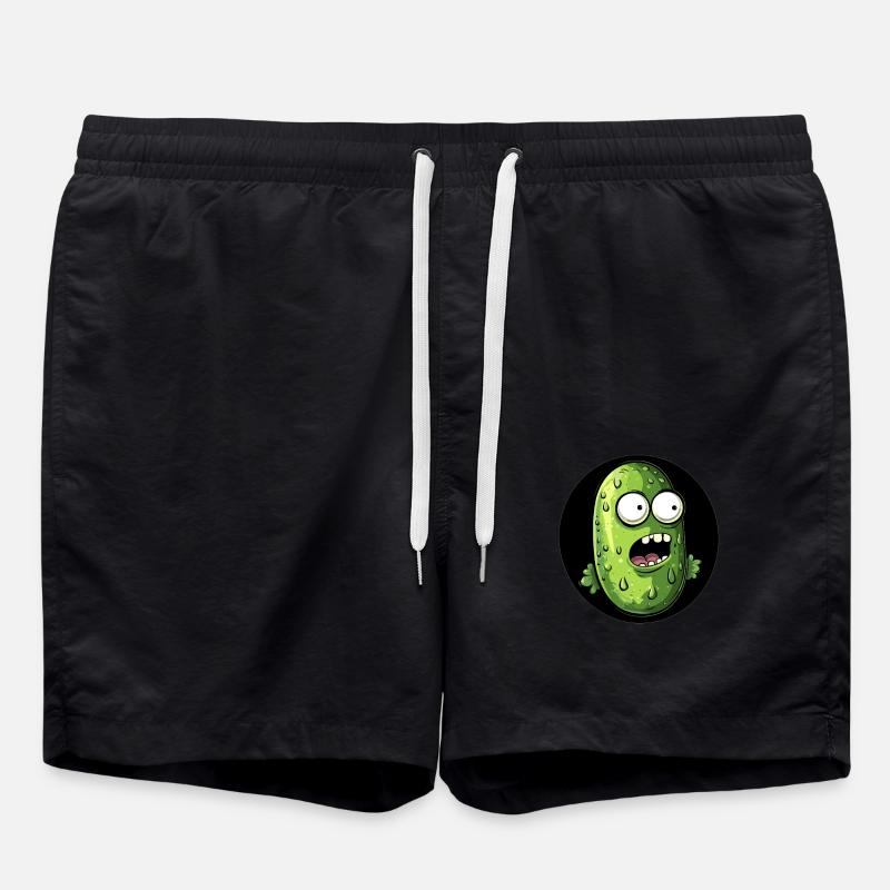 Funny cucumber scared - Swim Trunks - black