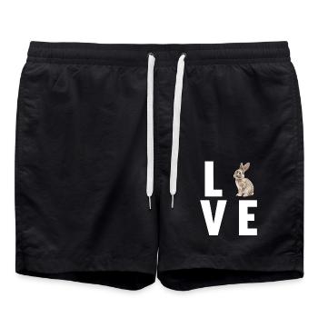 Hasen Hase - Badeshorts - Schwarz - Vorne - AI Model Male 185 light (185cm)