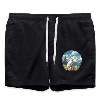Hasen Hase - Badeshorts - Schwarz - Vorne - AI Model Male 185 light (185cm)