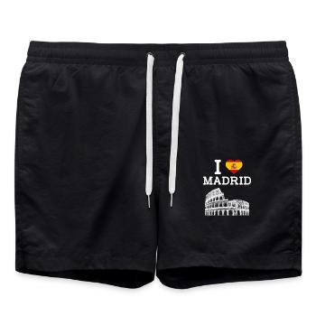 J’aime Madrid Cool Espagne Coeur Drapeau Amoureux Humour - Short de bain - noir - Devant - AI Model Male 185 light (185cm)