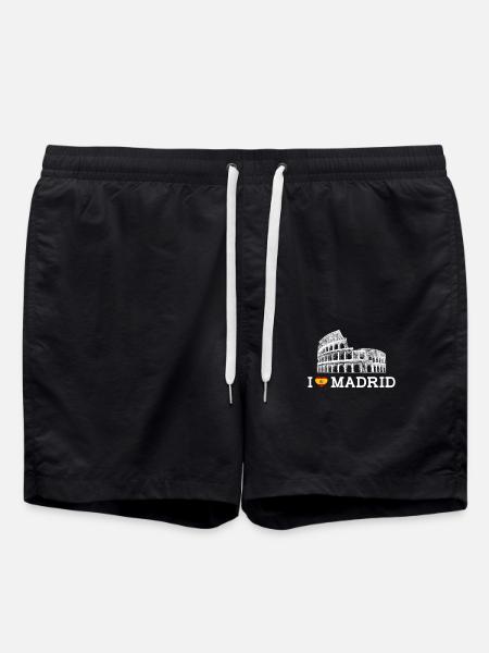 I Love Madrid Colosseum Lover Cool Heart Flag Pun - Badeshorts - svart