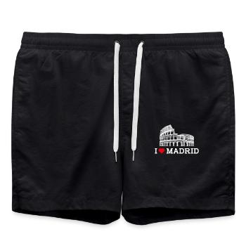 J’aime Madrid Colisée Espagne Lover Coeur Drapeau Jeu de mots - Short de bain - noir - Devant - AI Model Male 185 light (185cm)