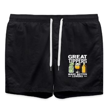 Bartenders Generous Tips Lovers - Swim Trunks - black - Front - AI Model Male 185 light (185cm)