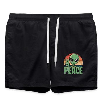 Alien UFO Peace - Swim Trunks - black - Front - AI Model Male 185 light (185cm)