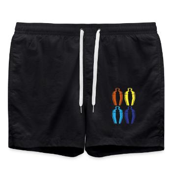 Bunte Shaker Kunst Für Barkeeper - Badeshorts - Schwarz - Vorne - AI Model Male 185 light (185cm)
