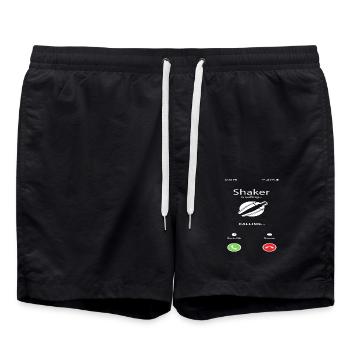 Shaker Ruft An Lustiger Barkeeper Spruch - Badeshorts - Schwarz - Vorne - AI Model Male 185 light (185cm)