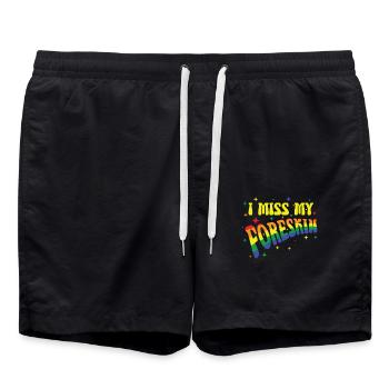 Texte arc-en-ciel : Mon prépuce me manque - Short de bain - noir - Devant - AI Model Male 185 light (185cm)