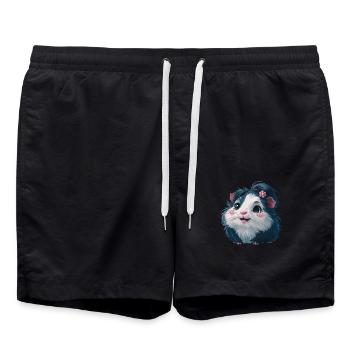 Niedliches Meerschweinchen mit Blume im Haar für - Badeshorts - Schwarz - Vorne - AI Model Male 185 light (185cm)