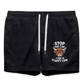 Highland Cow Scottish Highland Cattle Gift - Swim Trunks - black - Front - AI Model Male 185 light (185cm)