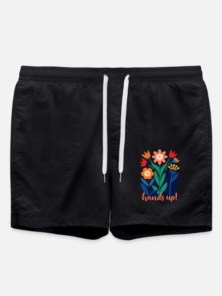 Flowers - Spring - Summer - Blossoms - Swim Trunks - black