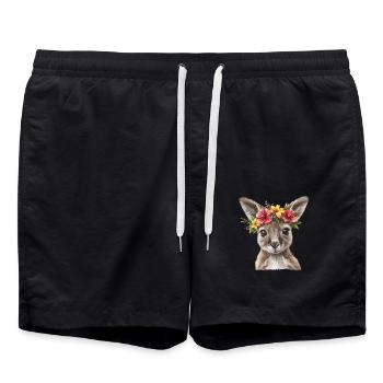 Flowery kangaroo - Swim Trunks - black - Front - AI Model Male 185 light (185cm)