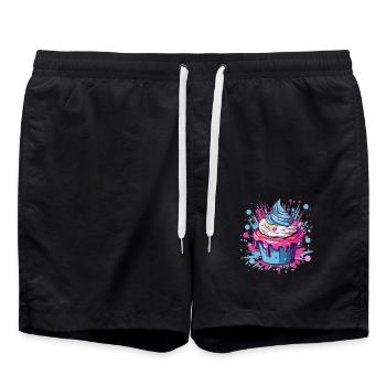 Bunter Cupcake Pop-Art - Badeshorts - Schwarz - Vorne - AI Model Male 185 light (185cm)