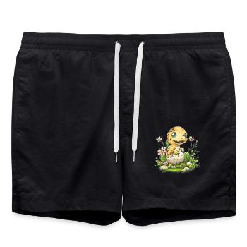Dino Baby from the Egg - Swim Trunks - black - Front - AI Model Male 185 light (185cm)