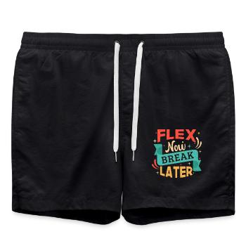 Fitness Motivation Bodybuilder Flex Now Break Late - Badeshorts - Schwarz - Vorne - AI Model Male 185 light (185cm)
