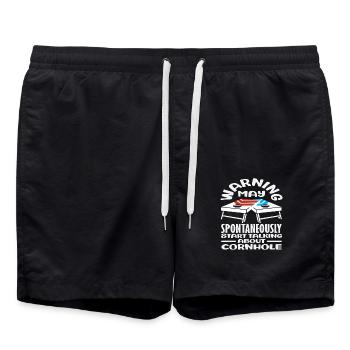 Cornhole Liebhaber Warnung Spricht Spontan - Badeshorts - Schwarz - Vorne - AI Model Male 185 light (185cm)